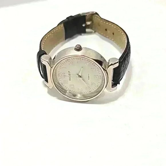 Gossip women's wrist watch leather black stainless steel silver buckle vintage - Picture 9 of 14